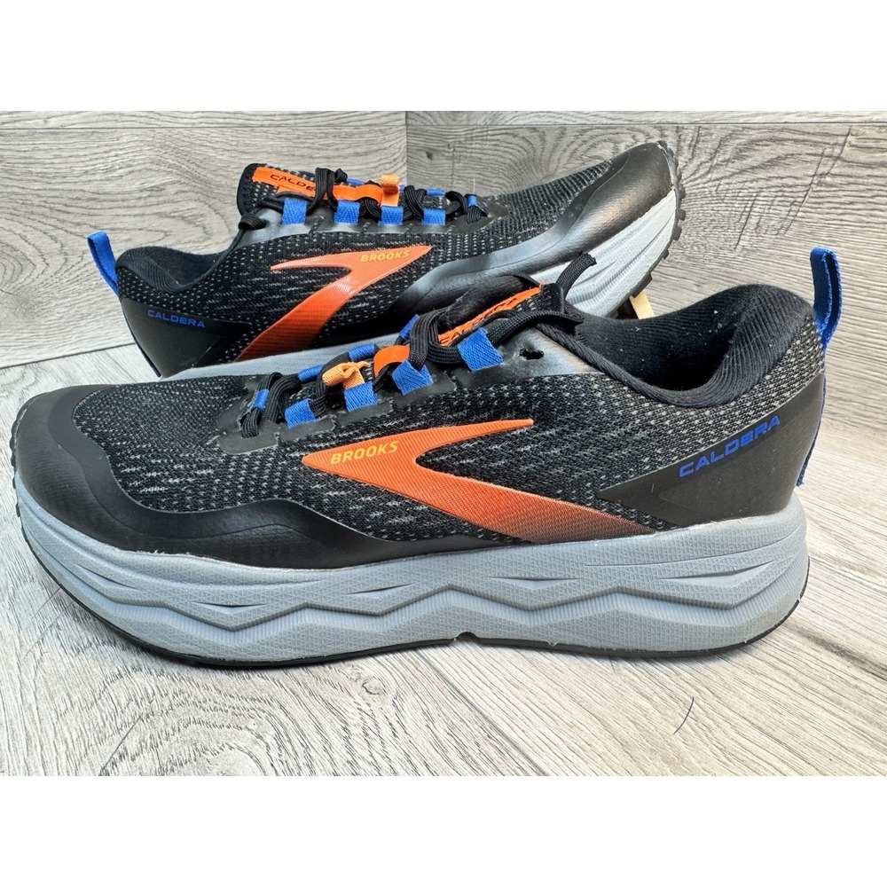 Brooks Caldera 5 Mens Sz 9.5 Black/Blue/Orange Trail Running Shoes 1103541D041